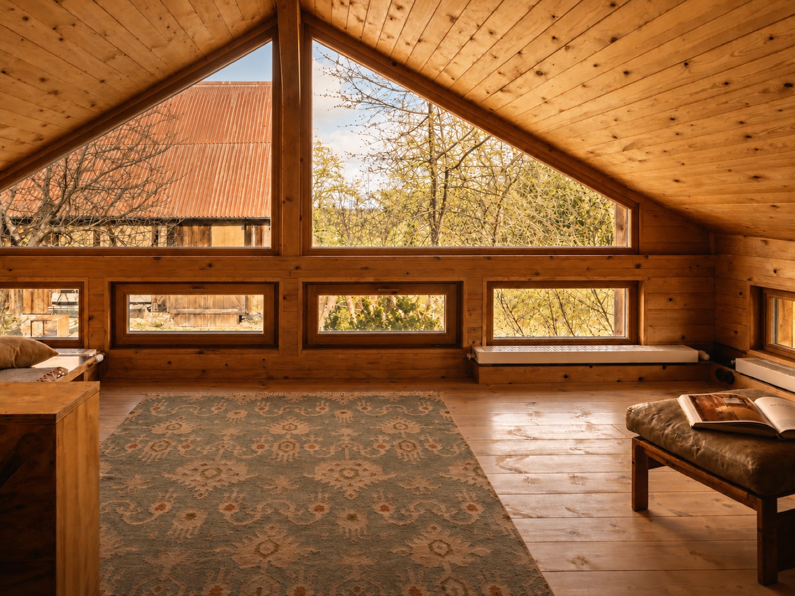 Panoramafenster im Obergeschoss des Apartments