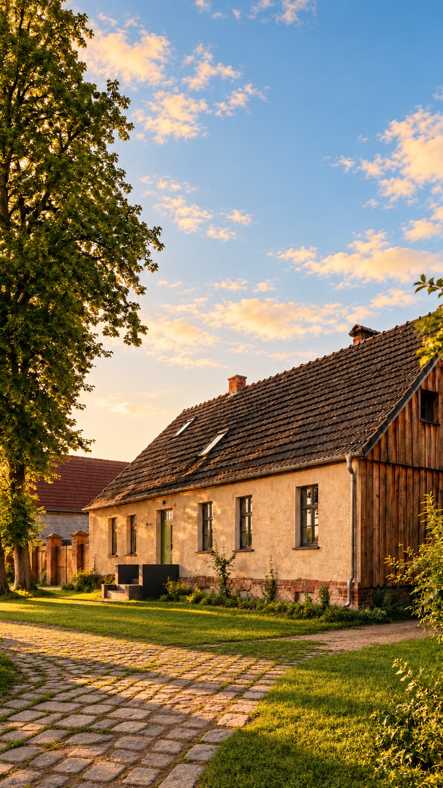 Haupthaus im warmen Abendlicht